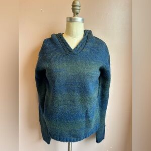 Vintage Columbia Women's Blue-Green Hooded Pullover